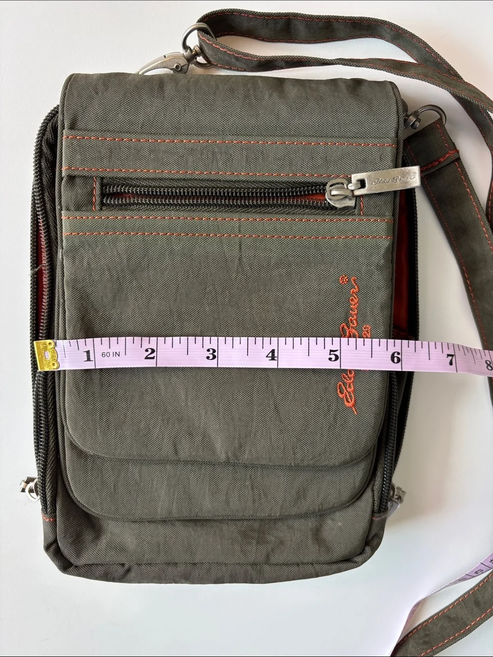Eddie Bauer Crossbody Travel Bag Olive Green Organizer Utility EUC - Picture 3 of 6